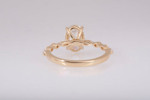 Brand New 14k Gold The Lindsey Set Lab Grown 2.01 CT Oval Cut Engagement Ring