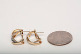 Ladies 14k Two Tone Diamond Hoop Earrings