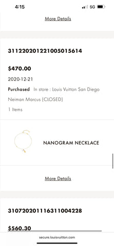 Authentic LOUIS VUITTON Nanogram Gold & Silver Plated Necklace