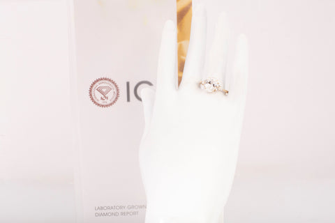 New Oval Cut Lab Grown Diamond 3.46TCW Snowdrift Engagement Ring 14k Yellow Gold