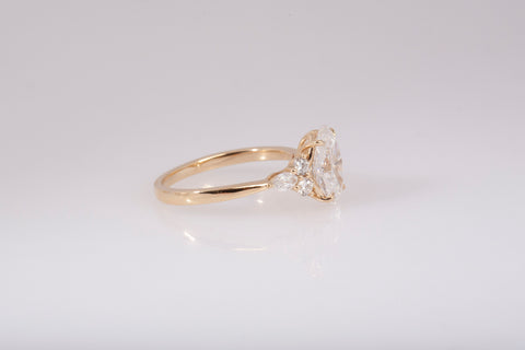 New Oval Cut Lab Grown Diamond 3.46TCW Snowdrift Engagement Ring 14k Yellow Gold