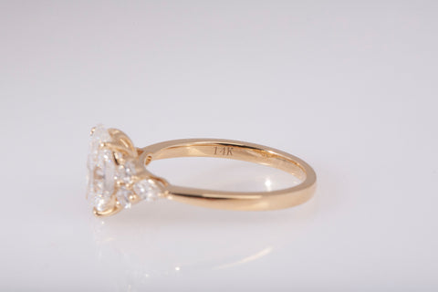 New Oval Cut Lab Grown Diamond 3.46TCW Snowdrift Engagement Ring 14k Yellow Gold