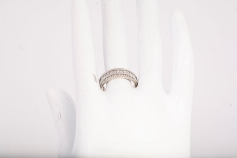 Ladies 14k White Gold 3 Row Diamond Engagement Ring 0.320CTW