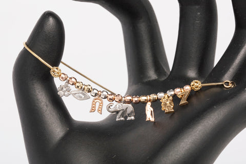 Ladies Dainty 14k Three-Tone Good Luck Charms Bracelet