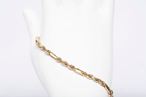 Ladies 14k Yellow Gold Milano Figaro Rope Bracelet Size 8"