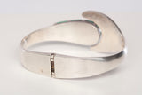 .925 Sterling Silver Malachite Wide Bangle Bracelet