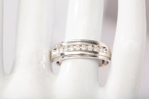 Gentlemen's 10k White Gold Channel-Set Diamond Wedding Band