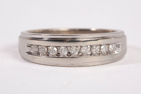 Gentlemen's 10k White Gold Channel-Set Diamond Wedding Band