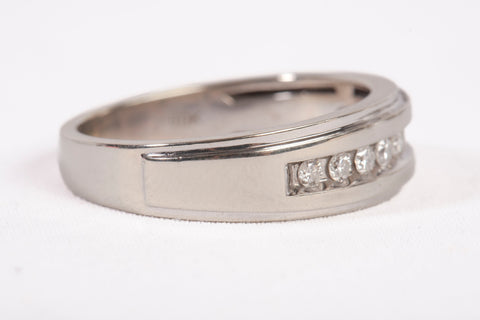 Gentlemen's 10k White Gold Channel-Set Diamond Wedding Band