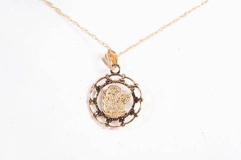 Dainty 14k Two-Tone Child Angel Pendant Necklace 15"