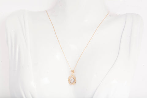 Dainty 14k Two-Tone Child Angel Pendant Necklace 15"