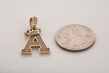 Unisex 10k Yellow Gold Letter A White Sapphire Pendant