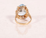 Ladies 18k Yellow Gold Pale Blue Pear Shaped Aquamarine Ring