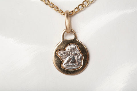 Ladies 14K Two-Tone Gold Guardian Angel Pendant