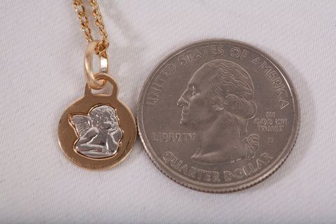 Ladies 14K Two-Tone Gold Guardian Angel Pendant