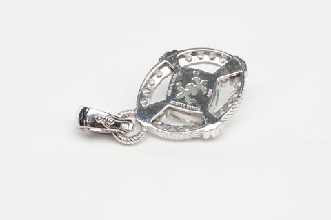 Ladies .925 Sterling Silver Aquamarine & Cubic Zirconia Pendant