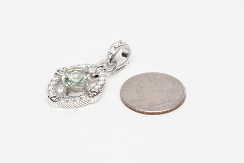 Ladies .925 Sterling Silver Aquamarine & Cubic Zirconia Pendant
