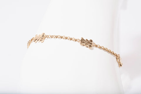 Girl's 14k Yellow Gold Teddy Bear Link Bracelet 5.75"