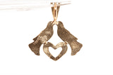 Ladies 14k Yellow Gold Small Love Bird Heart Pendant