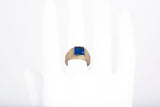 Men's 10k Yellow Gold Simulated Sapphire Pinky Ring Size 5