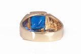 Men's 10k Yellow Gold Simulated Sapphire Pinky Ring Size 5