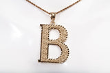 Unisex 14k Yellow Gold Initial Letter "B" Pendant