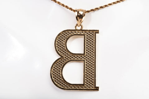 Unisex 14k Yellow Gold Initial Letter "B" Pendant