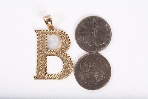 Unisex 14k Yellow Gold Initial Letter "B" Pendant