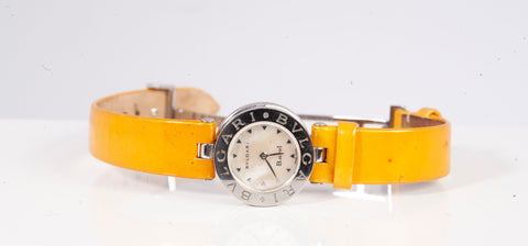 Authentic Ladies Bulgari B.Zero1 22mm Orange Patent Leather Quartz Watch