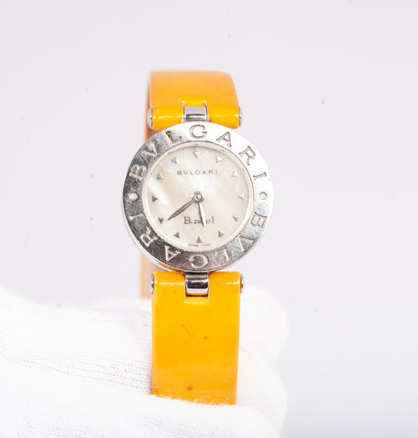 Authentic Ladies Bulgari B.Zero1 22mm Orange Patent Leather Quartz Watch