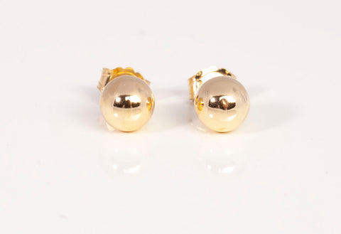 Ladies 14k Yellow Gold Dainty Ball Stud Earrings