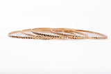 Ladies 14k Yellow Gold 2.2mm Wide Diamond Cut Bangle Bracelet Set Size 8"