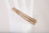 Ladies 14k Yellow Gold 2.0mm Wide Textured Bangle Bracelet Set Size 8"