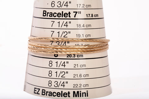 Ladies 14k Yellow Gold 2.0mm Wide Textured Bangle Bracelet Set Size 8"
