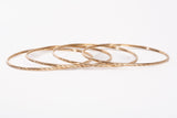 Ladies 14k Yellow Gold 2.0mm Wide Textured Bangle Bracelet Set Size 8"