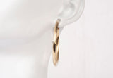 Ladies 14k Yellow Gold Diamond Cut Finish Hoop Earrings