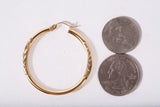 Ladies 14k Yellow Gold Diamond Cut Finish Hoop Earrings