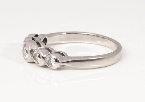 Ladies 14K White Gold Five-Stone Graduated Bezel Set Engagement Ring