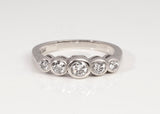 Ladies 14K White Gold Five-Stone Graduated Bezel Set Engagement Ring