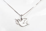 10k White Gold Dove of Peace with Diamond Accents Pendant