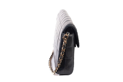 Authentic Chanel Black Lambskin Quilted Chocolate Bar Small Flap Shoulder Bag