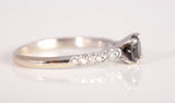 Ladies 14k White Gold Black Moissanite with Diamond Accents Ring Size 5.25"