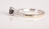 Ladies 14k White Gold Black Moissanite with Diamond Accents Ring Size 5.25"