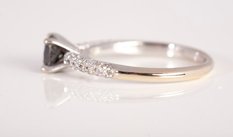 Ladies 14k White Gold Black Moissanite with Diamond Accents Ring Size 5.25"