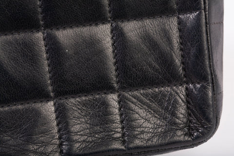 Authentic Chanel Black Lambskin Quilted Chocolate Bar Small Flap Shoulder Bag