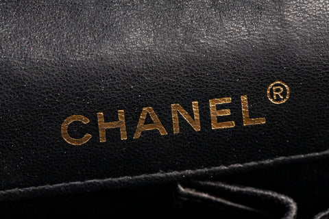Authentic Chanel Black Lambskin Quilted Chocolate Bar Small Flap Shoulder Bag