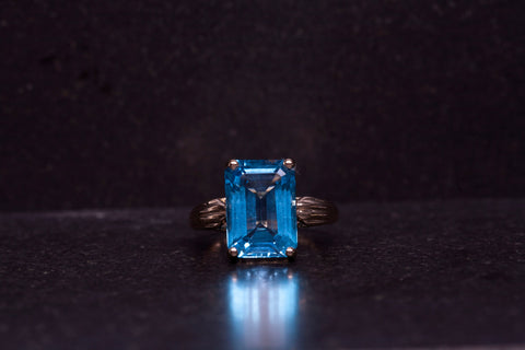 Synthetic Topaz Emerald Cut 10k Yellow Gold Ring