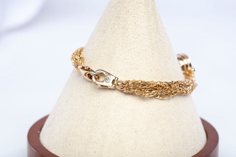 14k Yellow Gold Amethyst & Citrine Link Chain Bracelet