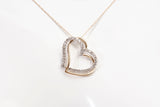 Ladies 14k Two-Tone Double Heart Diamond Pendant Necklace