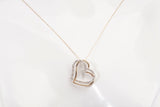 Ladies 14k Two-Tone Double Heart Diamond Pendant Necklace